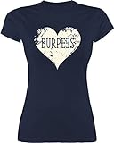 Fitness & Workout - Burpees Herz - S - Navy Blau - t Shirt Burpees - L191 - Tailliertes Tshirt für Damen und Frauen T-Shirt
