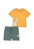 s.Oliver Unisex Baby Set mit T-Shirt und Sweathose, Yellow / Petrol, 86