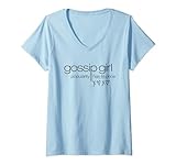 Damen Gossip Girl Logo und XOXO Icon T-Shirt mit V-Ausschnitt