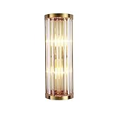 MOKLMD Säulenförmige Glaslampenschirm-Wandleuchte im europäischen Stil, vergoldete Hardware-Lampenkörper-Wandlampe, moderne Luxus-Wandlaterne, für Schlafzimmer, Wohnzimmer-Wandleuchte