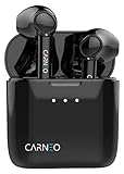 Carneo S8 Schwarz, Bluetooth kabellose In Ear Kopfhörer, Freisprechbearbeitung von Telefonanrufen, Wiederaufladbare Powerbank 500 mAh zum Laden von Kopfhörern, Tasten mit Steuerung direkt am Kopfhörer