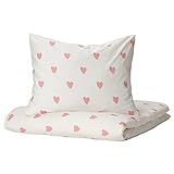 Ikea BARNDRÖM Bettbezug und Kissenbezug 150x200/50x60 cm Herz weiß rosa