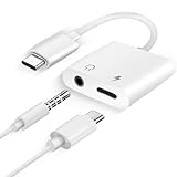 USB C auf 3,5 mm Kopfhörer- und Ladeadapter, 2 in 1 Typ C Audio mit PD 60 W Schnelllade-Aux-Adapter Kompatibel mit iPad Pro 2021/2020, Huawei P40/Mate 40,Samsung S21 S20 Ultra Note 20.