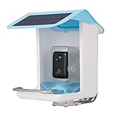 URPIZY Smart Bird Feeder Kamera, Vogelhaus mit Kamera, AI Vogelfutterstation Kamera mit Solar, 1080P HD Videokamera, WiFi Verbindung APP Verbindung & IP65 Wasserdicht