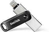 SanDisk iXpand Go Flash-Laufwerk iPhone Speicher 128 GB (iPad kompatibel, automatisches Backup, Schlüsselanhänger-Funktion, USB 3.0, iXpand App), Schwarz