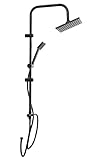 Duschgarnitur mit Regendusche und Handbrause - schwarz - Dusch Armatur Set eckig - Regen und Hand Brause Garnitur 2-in-1 System