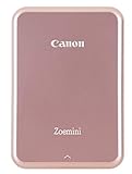 Canon Zoemini Mini Fotodrucker (Mini Fotodrucker, Bluetooth, 5 x 7,5cm Fotos, Akku, ZINK Druck tintenfrei, Sofortdruck, iOS, Android, Printapp, 160 g, 314 x 400 dpi), rose gold