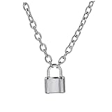 Bontannd Edelstahl Silber Farbe Vorhängeschloss Anhänger Halskette Marke Neue Rolo Kabelkette Halskette