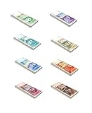 Scratch Cash Bundle Marken Geld zum Spielen - 200 Banknoten - 8 Bündel - 25 x DM 5, 10, 20, 50, 100, 200, 500 und 1.000 (tatsächliche Größe)