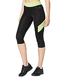 Amazon-Marke: AURIQUE Contrast Panels BAL004 sport leggings damen,Mehrfarbig (Black/Lime),42 (Herstellergröße: X-Large)