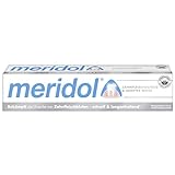meridol Zahnpasta Sanftes Weiss, 1 x 75 ml - antibakterieller Effekt, Zahncreme schützt vor Zahnfleischentzündungen, für natürlich weiße Zähne
