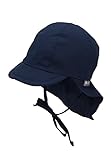 Sterntaler Unisex Schirmmütze mit Nackenschutz und Bindebändern, Alter: 6-9 Monate, Größe: 45, Blau (Marine)
