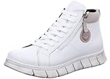 Gemini Damen Stiefelette High Top Sneaker Leder Reißverschluss 340240-02, Größe:40 EU, Farbe:Weiß