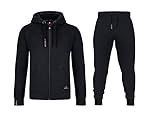 Northster Herren Joggingsuit aus Baumwolle Freizeitanzug Trainingsanzug Hausanzug, schwarz, L