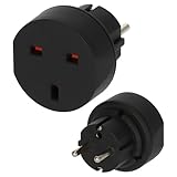Brennenstuhl Reisestecker/Reiseadapter (Reise-Steckdosenadapter zum Anschluss elektrischer Geräte mit British Standard Stecksystem in Ländern mit Schutzkontakt Stecksystem) schw