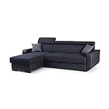 Ecksofa mit Schlaffunktion Eckcouch mit Bettkasten Sofa Couch Wohnlandschaft L-Form Polsterecke Pedro (Schwarz, Ecksofa Links)
