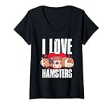 Damen Ich liebe Hamster T-Shirt mit V-Ausschnitt