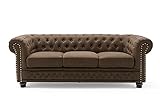 riess-ambiente.de Chesterfield 3er Sofa 200cm Vintage braun 3-Sitzer mit Knopfheftung und Federkern Couch Dreisitzer Couch
