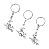 Abaodam 3Pcs Halloween auf Besen Schlüsselkette Metall Dekoration Schlüsselkette Halloween Party Hanging Schlüsselringe Ornament Geschenk