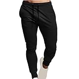 TDEOK Jogginghose Herren Leichte Sommerhose Sporthosen Atmungsaktiv Laufhose Freizeithosen Herren Volltonfarbe Schößchen Laufen Training Fitness Sweatpants Slim Fit F