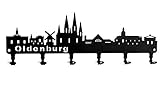 steelprint.de Schlüsselbrett/Hakenleiste * Oldenburg Skyline * - Niedersachsen, Wandhaken, Schlüsselleiste, Metall - 6 Haken - schwarz