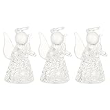 Veemoon 3 Stücke Glaswinkel Statuen Kristall Engel Figur Mini Angel Ornament Auto Hangende Dekore für Home Office Gartenlandschaft