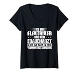 Damen Ich bin Elektriker und kein Frauenarzt aber... T-Shirt mit V-Ausschnitt