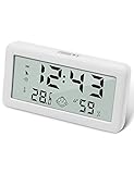 Pitasha Multifunktions Thermometer, Hygrometer, Wecker, Digital Uhr mit Temperatur- und Luftfeuchtigkeitmessgerät und Komfortanzeig