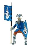 Bullyland 80785 - Spielfigur Turnier Ritter in blauer Rüstung mit Schild und Fahne, ca. 12,5 cm, detailgetreu, PVC-frei, ideal als kleines Geschenk für Kinder ab 3 Jahren