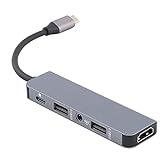 Dilwe 5-in-1-Dockingstation, Hub-Konverter Typ C mit USB 3.0/HDMI-Anschluss/USB-C-PD/MIC/Audio-Schnittstelle, multifunktionale Dockingstationen für Laptop/Smartphone