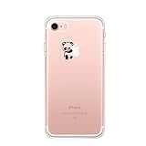 Karomenic Silikon Hülle kompatibel mit iPhone 6 Plus/6S Plus Kreative Cartoon Transparent Handyhülle Durchsichtig Schutzhülle Crystal Clear Weiche Soft TPU Tasche Bumper Case Etui,Panda#1