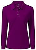 AjezMax Damen Golf Poloshirt Langarm Sport Polohemd Wintershirts mit Kragen X-Large Dunkelviolett
