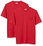 Amazon Essentials Herren T-Shirt, lockere Passform, Rundhalsausschnitt, Brusttasche, 2er-Pack, Rot (Red Red), XX-Large (Herstellergröße: XX-Large)