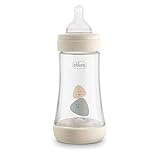 Chicco PERFECT 5 Anti-Kolik 300 ml Babyfläschchen, Baby Flasche für Neugeborene mit Schnellem Fluss 4+ Monate mit Weichem Silikon-Sauger, 300 ml Biofunktionale Babyflasche mit Intui-Flow System, Beige