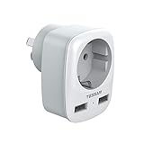 TESSAN Adapter Australien, 3 in 1 Reiseadapter Australien mit 2 USB, Adapter China Deutschland Stecker, Steckdosenadapter Australien, Stromadapter für Neuseeland China Argentinien, Reisestecker Typ I