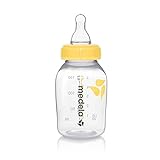 Medela Slow Flow BPA-freier Milchsauger mit 150 ml Flasche – Unterstützt das natürliche Saugverhalten des Babys – Mit gefrier- und kühlschrankfester Flasche