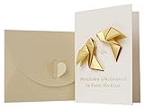 CherriFriends® Handmade Hochzeitskarte 'Tauben' gold veredelt, Glückwunschkarte zur Hochzeit edel, Grußkarte mit Umschlag, Geschenkkarte