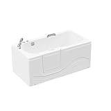 HOME DELUXE - Seniorenbadewanne inkl. Whirlpool- VITAL M Links - Maße: 153 x 76 x 64cm - inkl. komplettem Zubehör | Badewanne mit Tür, Senioren Badewanne mit Einstieg