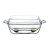AMBITION Wärmebehälter für Speisen 3,9 L Saule Speisewärmer Stövchen Glasschale mit Deckel Gestell Loft Stil