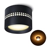 SSC-LUXon ALAPI Deckenleuchte Spot schwarz mit indirektem Licht 230V - kleine Aufputz Lampe flach inkl. GX53 Lampe warmweiß