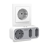 Doppelstecker für Steckdose, TESSAN 5 in 1 Mehrfachsteckdose mit 2 USB, Mehrfachstecker für Steckdose, Steckdosenadapter 3fach mit USB Ladegerät Kompatibel mit Phone und Haushaltsgeräte