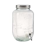 BUTLERS REFRESH - Getränkespender 3,5 Liter aus Glas - Wasserspender mit Zapfhahn - Retro Saftspender im Mason Jar Design (exkl. Ständer)