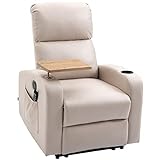HOMCOM Massagesessel elektrisch Relaxsessel mit Massagefunktion Fernsehsessel mit Liegefunktion, Ruhesessel mit Fernbedienung, Drehbarem Tisch, Mikrofaser, Hellgrau