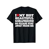 I Love My Hot Girlfriend T-Shirt Herren Kurzarm Top Ich Liebe Meine heiße Freundin (Pink, L)