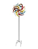 Spetebo Metall Windrad bunt - Ø 38 cm/Höhe 140 cm - Deko Windspiel Windmühle Gartenstecker