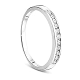Orovi Damen-Ring Memoire Hochzeitsring Weißgold 14 Karat (585) Brillianten 0.20 carat Verlobungsring Diamantring
