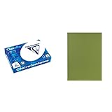 Set aus: Clairefontaine 2896C Druckerpapier Clairalfa in Weiß 500 Blatt A4 mit 90g, Kopierpapier mit besonderer A-Qualität & Original Falken 100er Pack Aktendeckel Aus Recycling-Karton für DIN A4 grün