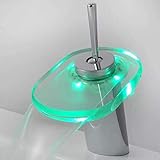 BDRPZX Abheben-Waschbecken LED Licht Temperaturregler Farbe Glas Wasserhahn Schöne praktische Taps für Badezimmer