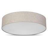 REV Deckenleuchte - Deckenlampe rund 50cm mit Stoff-Lampenschirm im Vintage-Look – ideal für Schlafzimmer & Wohnzimmer, taup