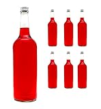 6 leere Glasflaschen 700 ml Bordo Saftflaschen mit Schraubverschluss zum selbst Abfüllen 0,7 Liter Likörflaschen Schnapsflaschen Essigflaschen Ölflaschen Höhe 29,5 cm von slkfactory
